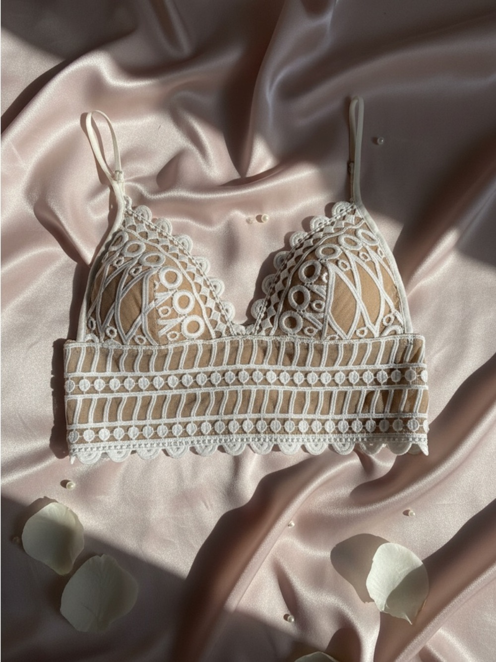 White Lace Overlay Bralette Crop Top